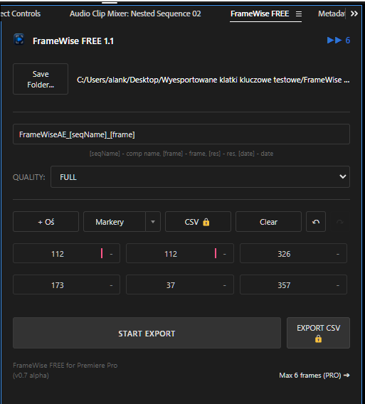 FrameWise for Premiere Pro Alpha